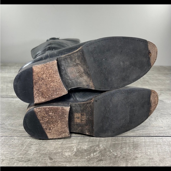 Frye Womens #76222 Jamie Ring Black StoneWashed Leather Riding Boots Size 8.5 - Picture 7 of 9